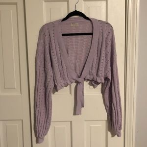 Purple tie front summer sweater